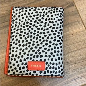Fossil Passport Cover/Wallet-White Black Dots